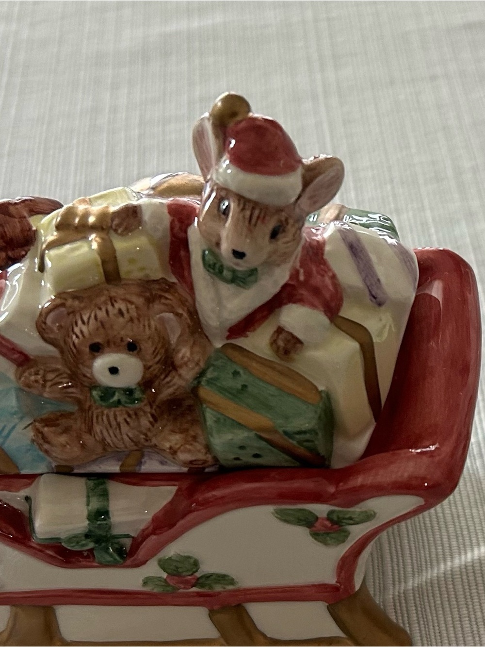Omnibus by Fritz & Floyd Festive Ceramic Santa Sleigh Creamer & Sugar -